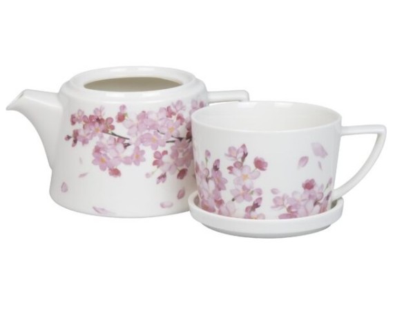 Набор "Чай для меня" - Цветущая вишня чайник заварочный + кружка + подставка Koenitz
