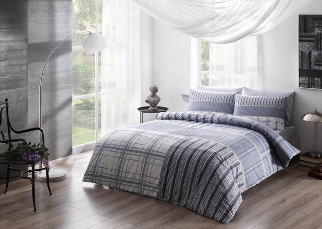 Комплект постельного белья TAC SATIN, 1,5 сп. Moselle, голубой