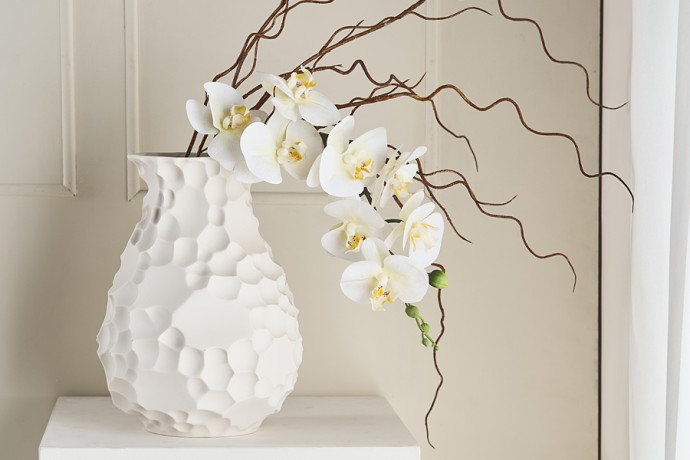 Ваза для цветов, 30,5 см, декоративная, фарфор P, белая, матовая, Текстура, Bridgit, Home & Style