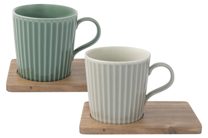 Набор из 2-х кружек Время отдыха, зелёная и светло-серая, 0,38 л. Easy Life