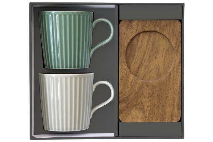 Набор из 2-х кружек Время отдыха, зелёная и светло-серая, 0,38 л. Easy Life