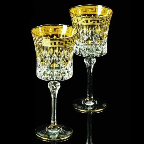 Бокалы для вина/воды IMPERIA, набор 2 шт, хрусталь/декор золото 24К