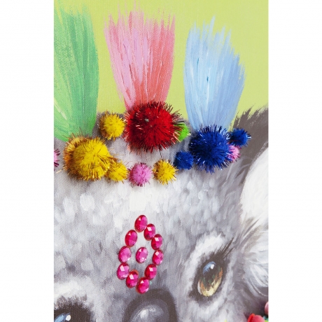 Картина Koala Pom Pom, коллекция "Коала Пом Пом", ручная работа 70*70*4, Лен, Полиуретан, Ель, Мультиколор