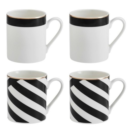 Набор из 4 кружек фарфоровых Mikasa Luxe Deco, 380 мл. Kitchen Craft