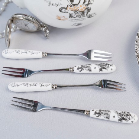 Набор из 4 десертных вилок Алиса в Стране чудес V&A, 15,5 см. Kitchen Craft