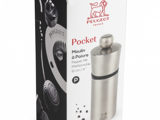 Мельница для перца нержавейка, 10 см. Pocket Peugeot