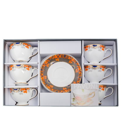 JK-223 Чайный набор на 6 перс. "Риомаджоре" (Riomaggiore Pavone)