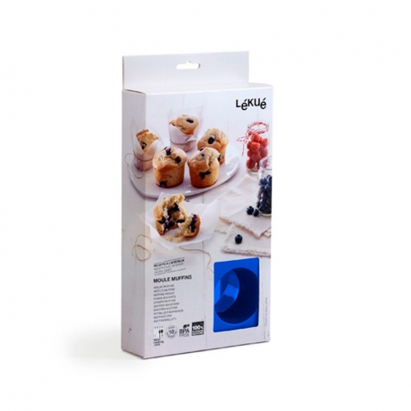 Форма для 6 маффинов, цвет синий, Lekue