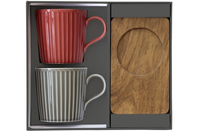 Набор из 2-х кружек Время отдыха, красная и серая, 0,38 л. Easy Life