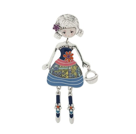 Брошь Девочка с сумочкой XZ0223.24 BL/S Shadore