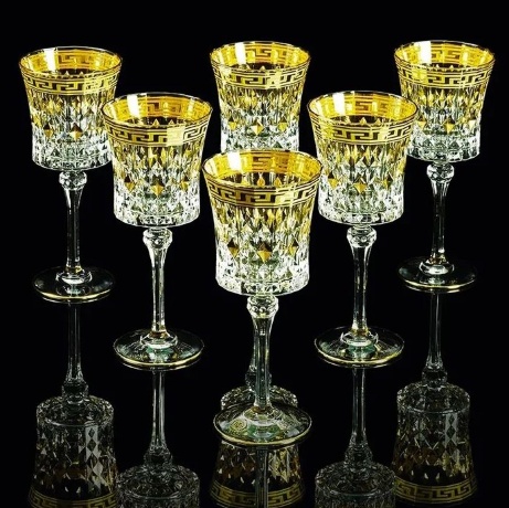 Бокалы для вина/воды IMPERIA, набор 6 шт, хрусталь/декор золото 24К