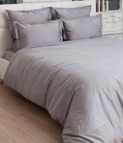 Комплект постельного белья "CASTELLO", сатин, 200х220+240x260+2(50х70) см. серый