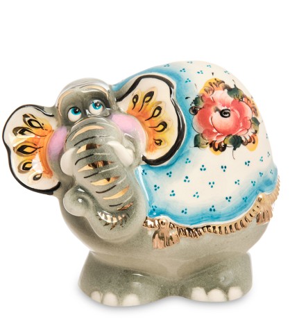 ГЛ- 666/2 Фигурка "Слон" цв. Золото (Гжельский фарфор)