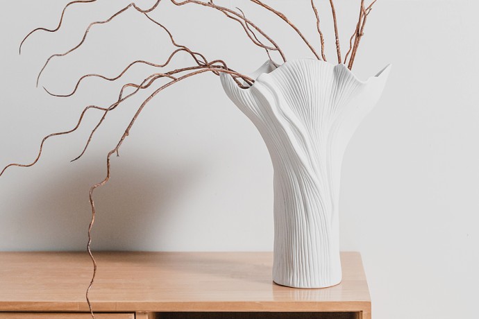 Ваза для цветов, 34 см, декоративная, фарфор P, белая, матовая, Факел, Diana, Home & Style