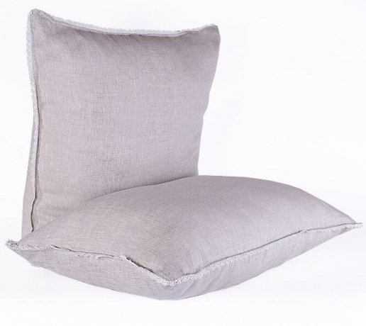 Подушка средняя, с бамбуком и чехлом из натурального льна "Дивный лен", 68х68 см. Natures