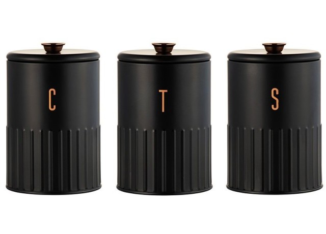 Набор банок для сыпучих продуктов Astor, чёрные, 1,45 л. 3 шт. Maxwell & Williams