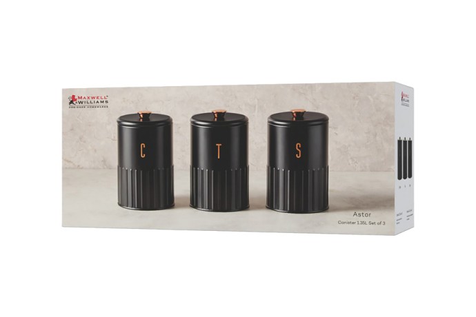Набор банок для сыпучих продуктов Astor, чёрные, 1,45 л. 3 шт. Maxwell & Williams