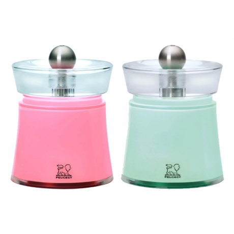 Набор: Мельницы для соли и перца Bali, 8 см. цвет :салатовый и розовый, Peugeot