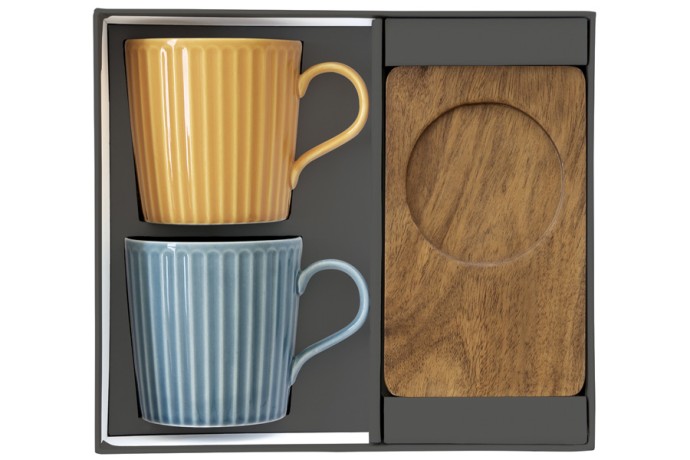 Набор из 2-х кружек Время отдыха, синяя и жёлтая, 0,38 л. Easy Life