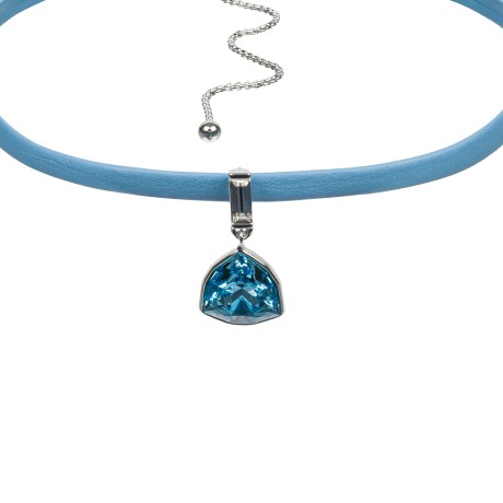 Колье Aquamarine / Sky Blue Leather Fiore Luna