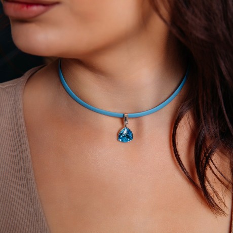 Колье Aquamarine / Sky Blue Leather Fiore Luna