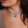 Колье Aquamarine / Sky Blue Leather Fiore Luna