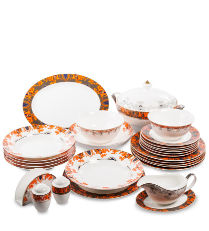 JK-219 Столовый сервиз 27 пр. на 6 перс. "Риомаджоре" (Riomaggiore Pavone)