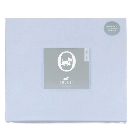 Простыня на резинке (PB), перкаль, 180x200x30см. голубой, BOVI