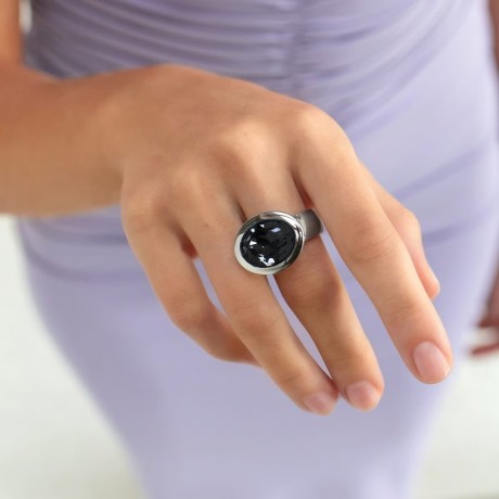 Кольцо TIVOLA big S silver night 17.8 мм