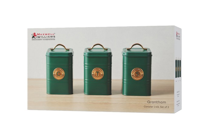 Набор банок для сыпучих продуктов Grandham, зелёные, 1,45 л. 3 шт. Maxwell & Williams