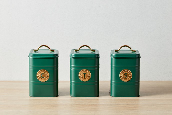 Набор банок для сыпучих продуктов Grandham, зелёные, 1,45 л. 3 шт. Maxwell & Williams