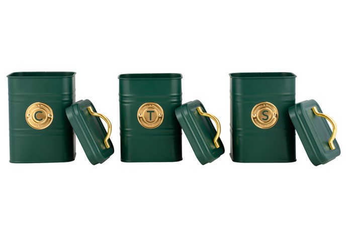 Набор банок для сыпучих продуктов Grandham, зелёные, 1,45 л. 3 шт. Maxwell & Williams