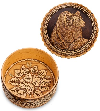 BST-400/ 8 Шкатулка "Медведь" (береста)
