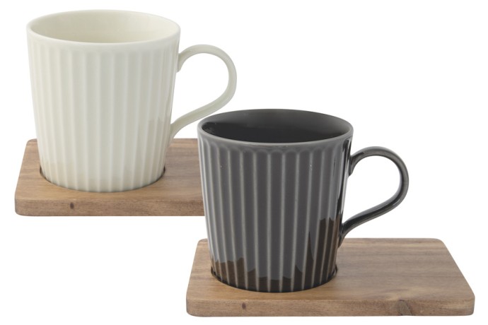 Набор из 2-х кружек Время отдыха, чёрная и светло-оливковая, 0,38 л. Easy Life