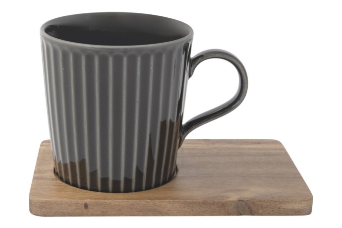 Набор из 2-х кружек Время отдыха, чёрная и светло-оливковая, 0,38 л. Easy Life