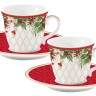 Набор чашек с блюдцами Рождественские ягоды, 0,08 л, 2 шт. Easy Life