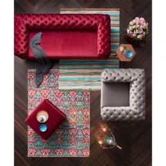 Ковер Stripes Aqua, коллекция "Морские полоски" 170*1*240, Шерсть, Воловья кожа, Мультиколор