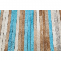 Ковер Stripes Aqua, коллекция "Морские полоски" 170*1*240, Шерсть, Воловья кожа, Мультиколор