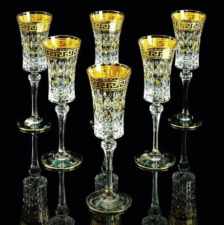 Бокалы для шампанского IMPERIA, набор 6 шт, хрусталь/декор золото 24К