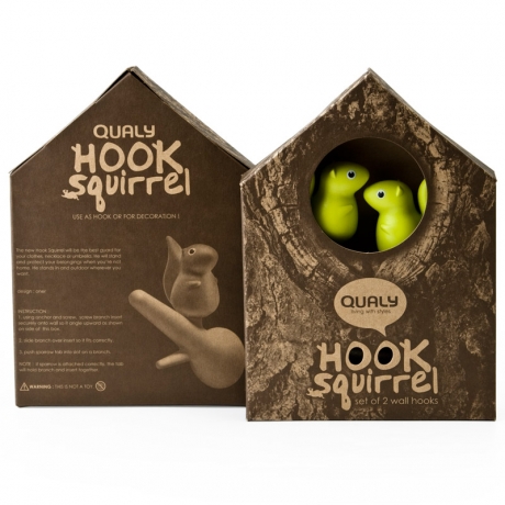 Вешалки настенные Squirrel, 2 шт. белые/черные, Qualy