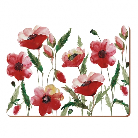 Набор 4 подставки Watercolour Poppy, 40x29 см. Creative Tops