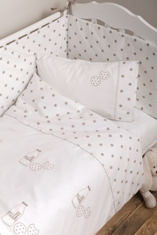 Комплект постельного белья "YUMMY", 100x140+40х60+130х75х25см. белый/бежевый, Bovi