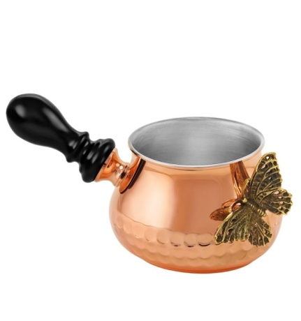 Молочник к турке д/кофе "Бабочки" медный с луж. с чернью кован.