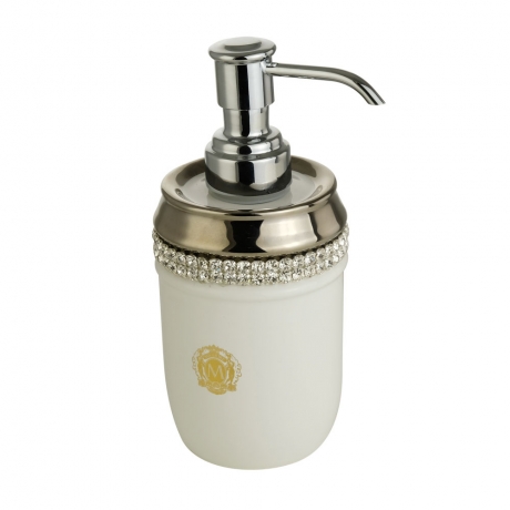 Дозатор настольный Migliore Dubai, керамика, декор платина, swarovski