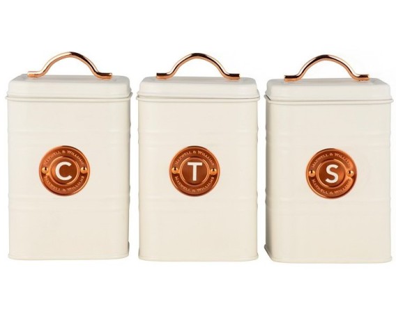 Набор банок для сыпучих продуктов Grandham, кремовые, 1,45 л. 3 шт. Maxwell & Williams