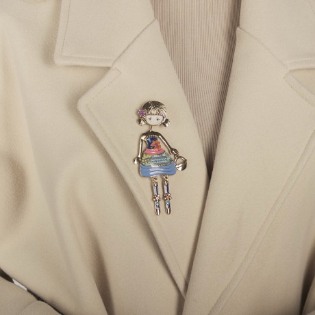 Брошь Девочка с сумочкой XZ0223.14 BR/G Shadore