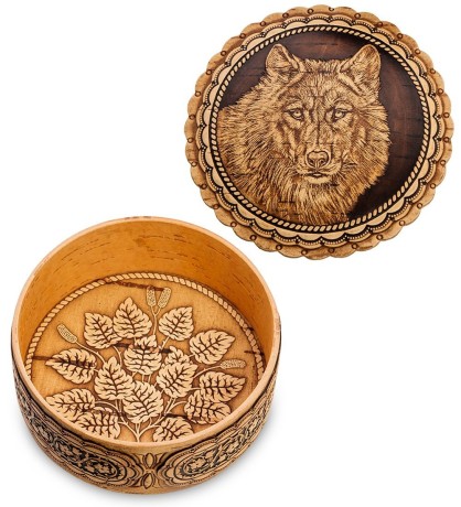 BST-400/ 7 Шкатулка "Волк" (береста)