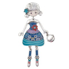 Брошь Девочка с сумочкой XZ0223.20 BL/S Shadore