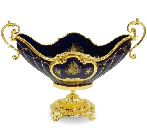 Ваза настольная, 53x38х25,5 см. AMANTE BLU, керамика/латунь