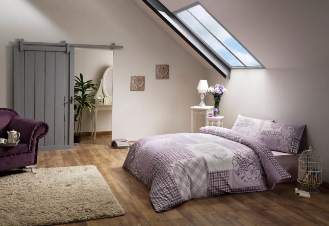 Комплект постельного белья TAC SATIN, 1,5 сп. Romance, сиреневый